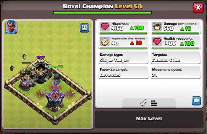 royal champion new level 50 stats