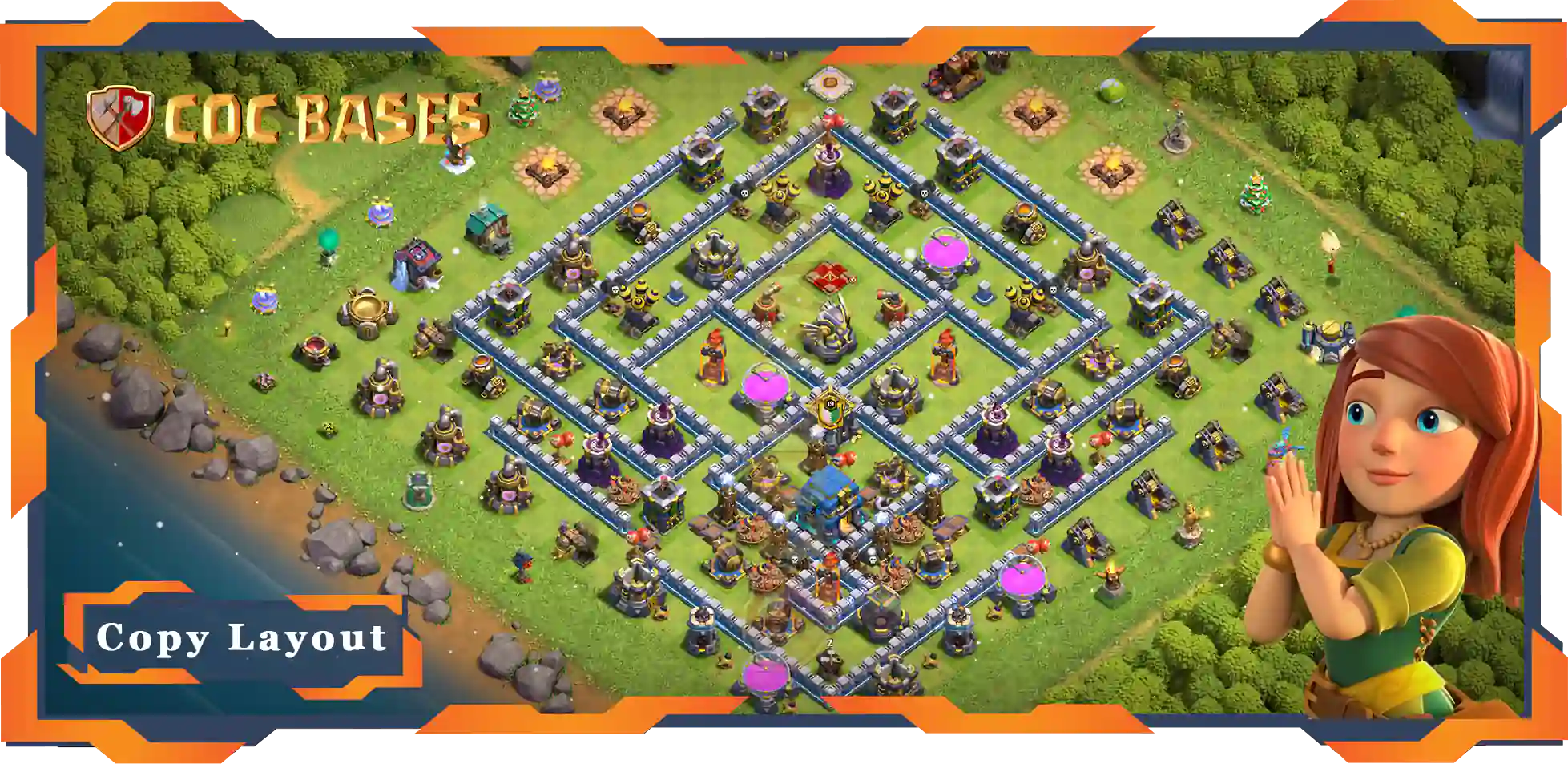 Top Anti 3 Star Base TH12 with Link, Anti Everything Layout - Clash of Clans (71)