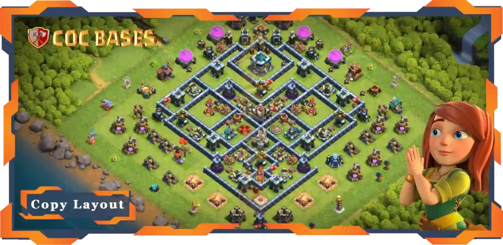 Top Anti 3 Star Base TH13 with Link, Defence, Anti Everything Layout - Clash of Clans (94)