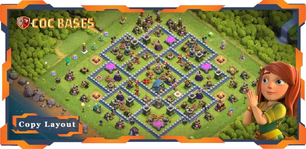Top Base TH12 Max Levels with Link, Anti 3 Star, Hybrid Layout - Clash of Clans (91)