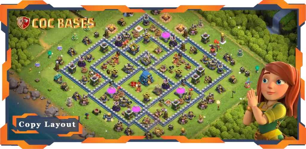 Top Base TH12 with Link, Defence, Hybrid, Anti Everything Layout - Clash of Clans (113)