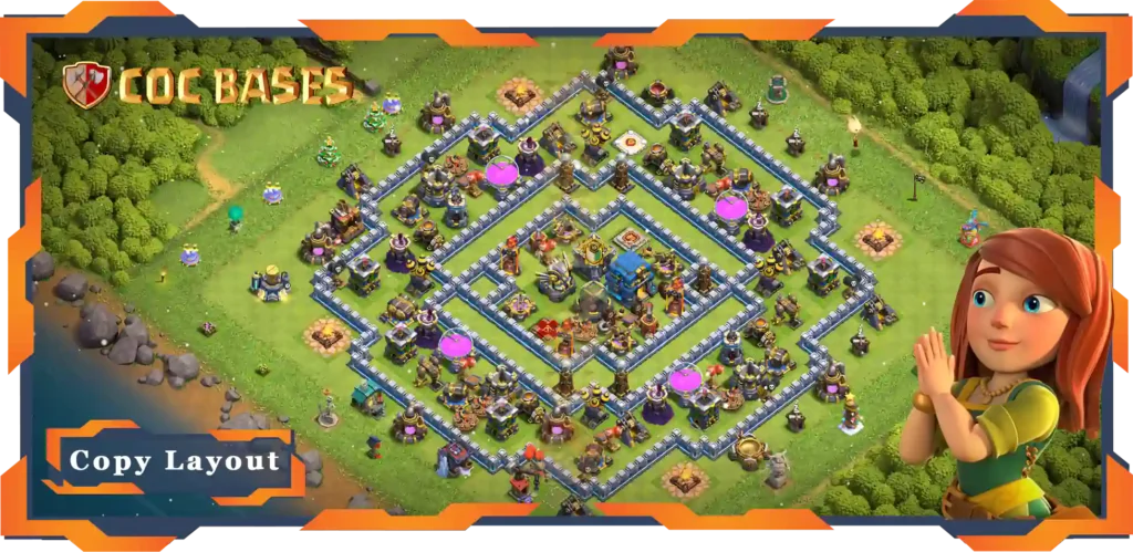 Top Base TH12 with Link, Hybrid, Anti Air Dragon, Defence Layout - Clash of Clans (117)