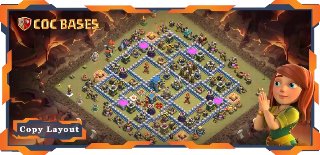 Top Base TH12 with Link, Hybrid, WarCWL, Defence Layout - Clash of Clans (135)