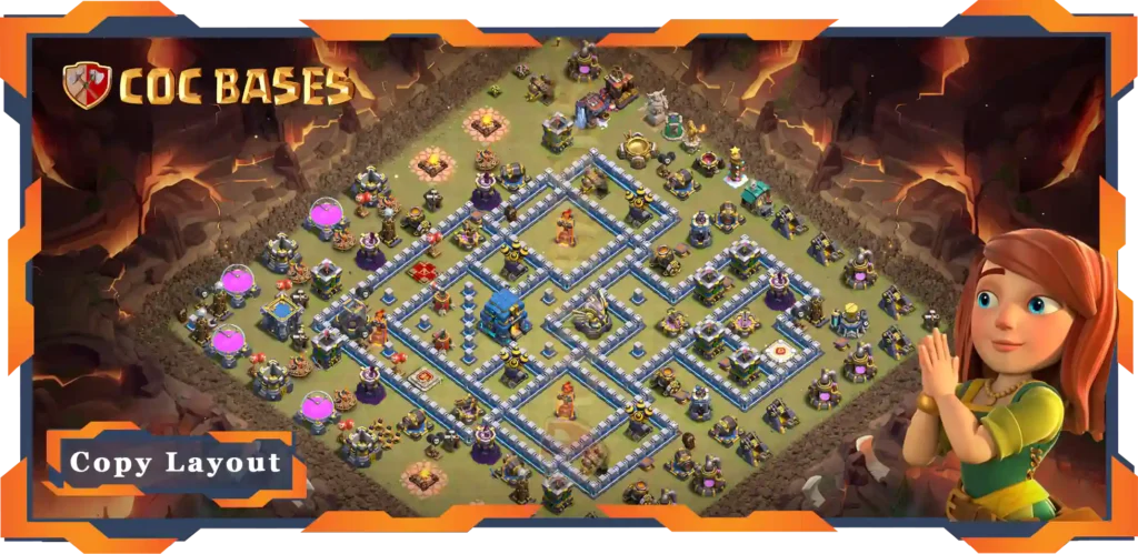Top Base TH12 with Link, WarCWL, Defence Layout - Clash of Clans (147)
