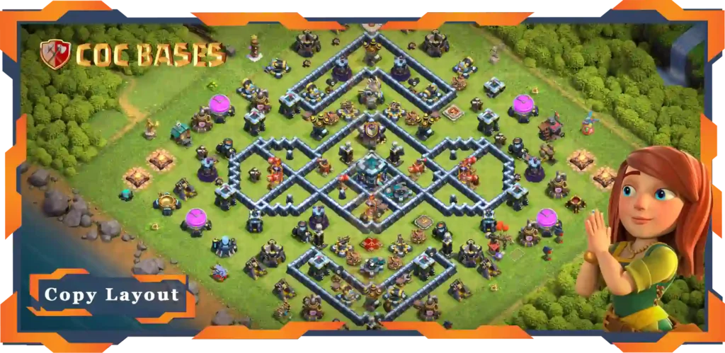 Top Base TH13 with Link, Anti 2 Star, Legend League Layout - Clash of Clans (85)