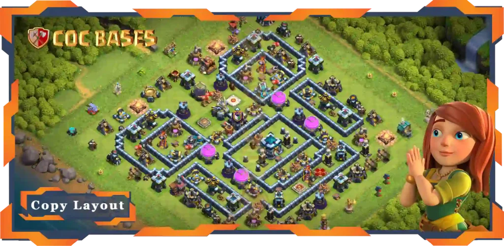 Top Base TH13 with Link, Anti 3 Star, Anti Everything Layout - Clash of Clans (93)