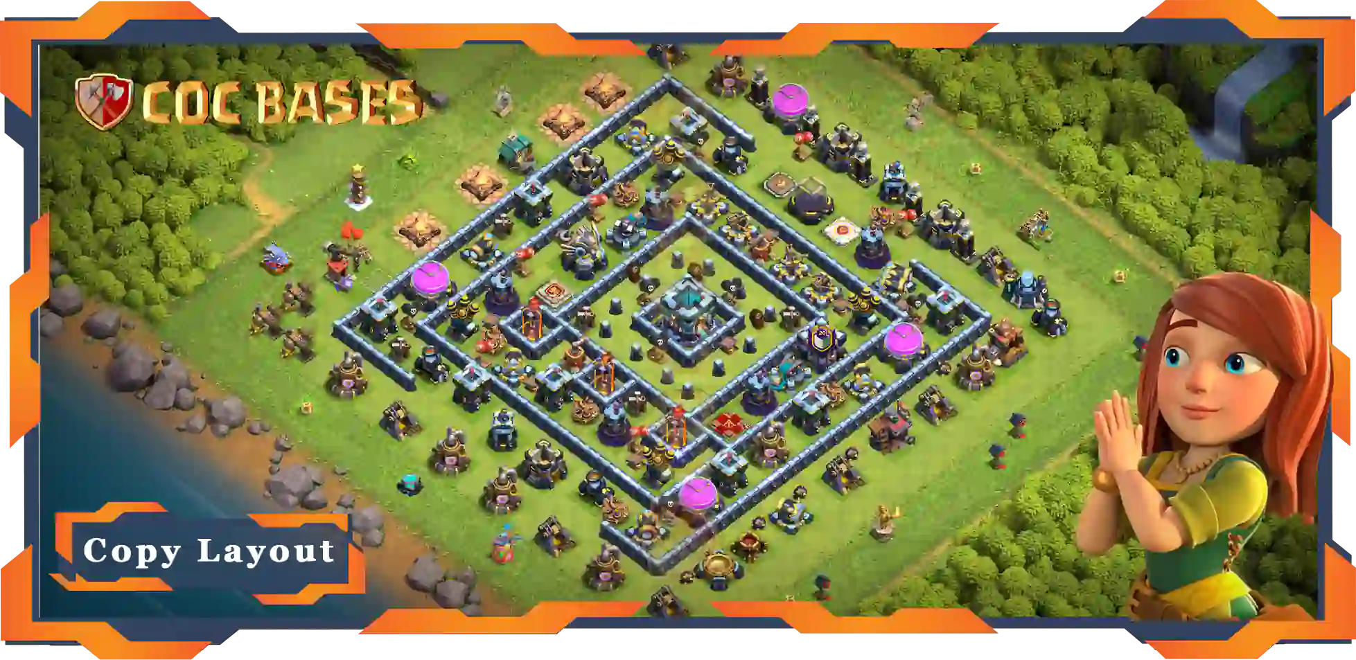 Top Base TH13 with Link, Anti Air Electro Dragon, Anti 3 Stars Layout - Clash of Clans (90)