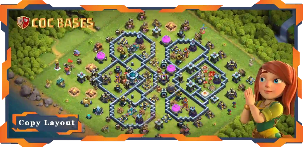 Top Base TH13 with Link, Farming, Hybrid, Anti Air Electro Dragon Layout - Clash of Clans (84)