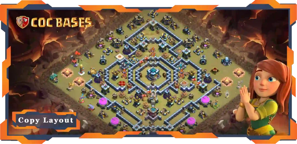Top Base TH13 with Link, War/CWL, Anti 3 Star, Anti Air / Electro Dragon Layout - Clash of Clans (96) 1 Top Base TH13 with Link, WarCWL, Anti 3 Star, Anti Air Electro Dragon Layout - Clash of Clans (96)