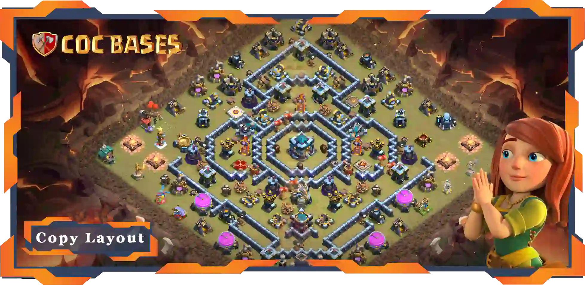 Top Base TH13 with Link, WarCWL, Anti 3 Star, Anti Air Electro Dragon Layout - Clash of Clans (96)