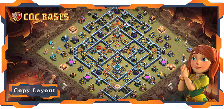 Top Base TH13 with Link, WarCWL, Anti 3 Star, Anti Everything Layout - Clash of Clans (125)