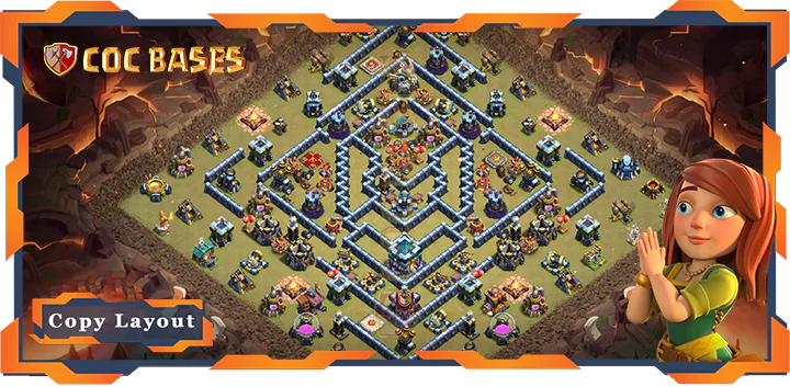 Top Base TH13 with Link, WarCWL, Anti 3 Stars, Anti Air Electro Dragon Layout - Clash of Clans (117)