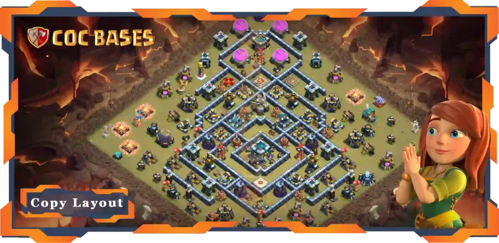 Top Base TH13 with Link, War/CWL, Anti Air / Electro Dragon Layout - Clash of Clans (100) 25 Top Base TH13 with Link, WarCWL, Anti Air Electro Dragon Layout - Clash of Clans (100)