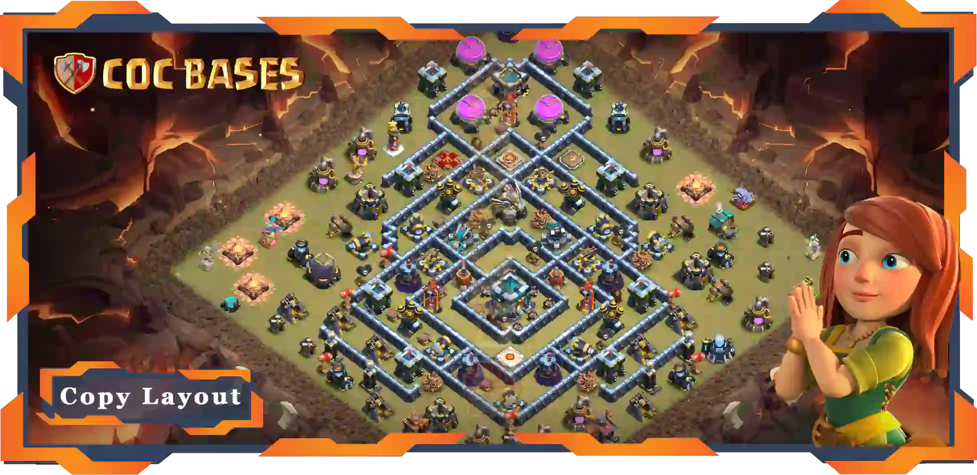 Top Base TH13 with Link, WarCWL, Anti Air Electro Dragon Layout - Clash of Clans (100)