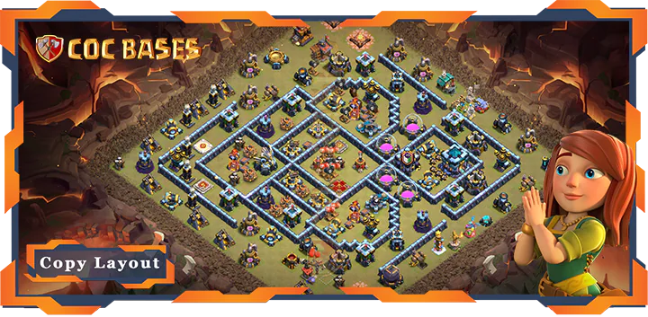 Top Base TH13 with Link, WarCWL, Anti Everything, Anti 3 Stars, Defence Layout - Clash of Clans (134)
