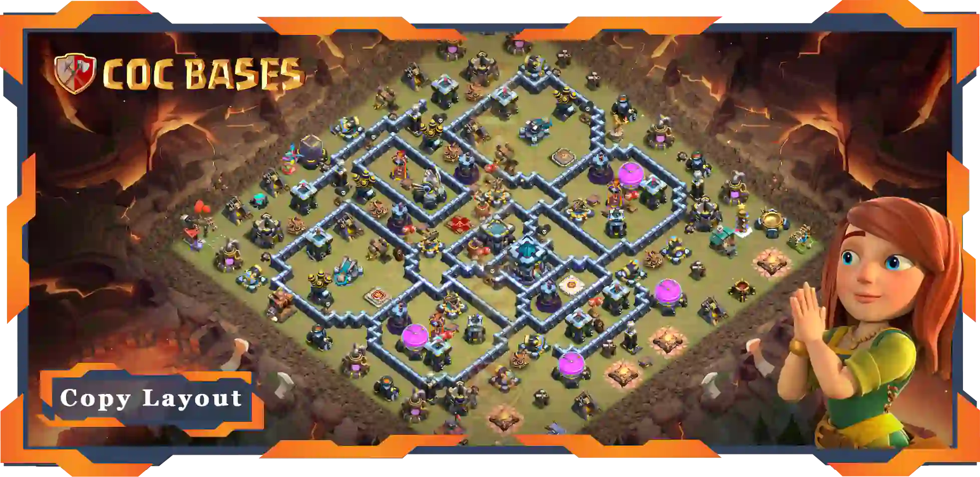 Top Base TH13 with Link, WarCWL, Anti Everything, Defence Layout - Clash of Clans (97)