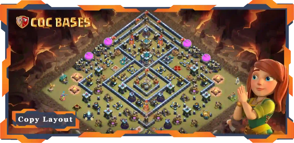 Top Base TH13 with Link, War/CWL, Defence, Anti Everything Layout - Clash of Clans (75) 16 Top Base TH13 with Link, WarCWL, Defence, Anti Everything Layout - Clash of Clans (75)