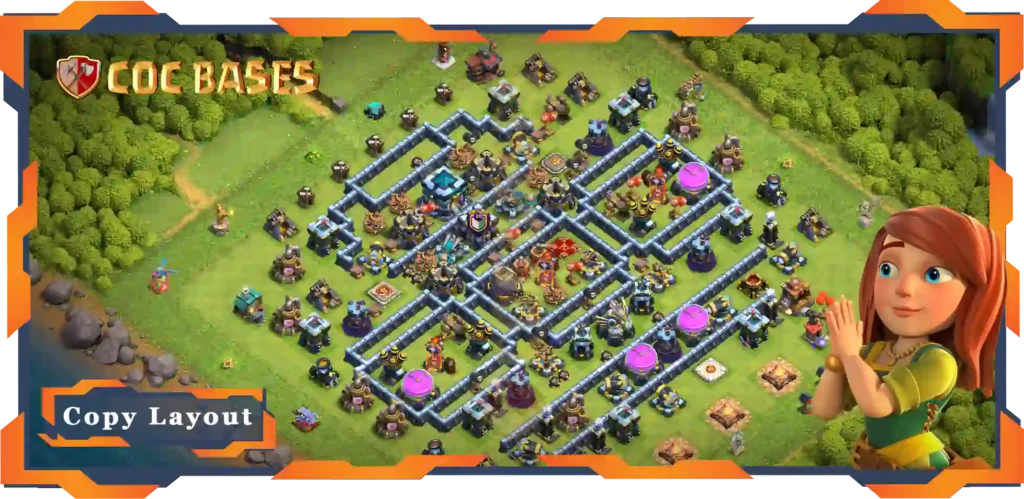 Top Hybrid Base TH13 with Link, Defence, Farming, Anti Everything Layout - Clash of Clans (82)