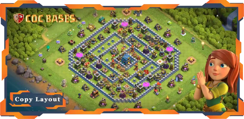 Top Trophy Base TH12 with Link, Anti Everything, Hybrid, Defence Layout - Clash of Clans (109)