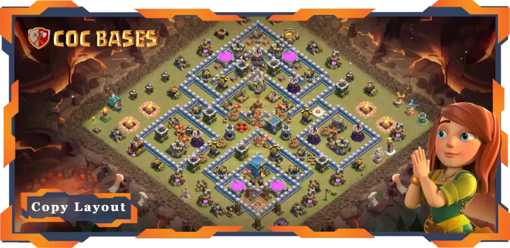 Top War Base TH12 with Link, Defence, Anti Everything, Hybrid Layout - Clash of Clans (110)