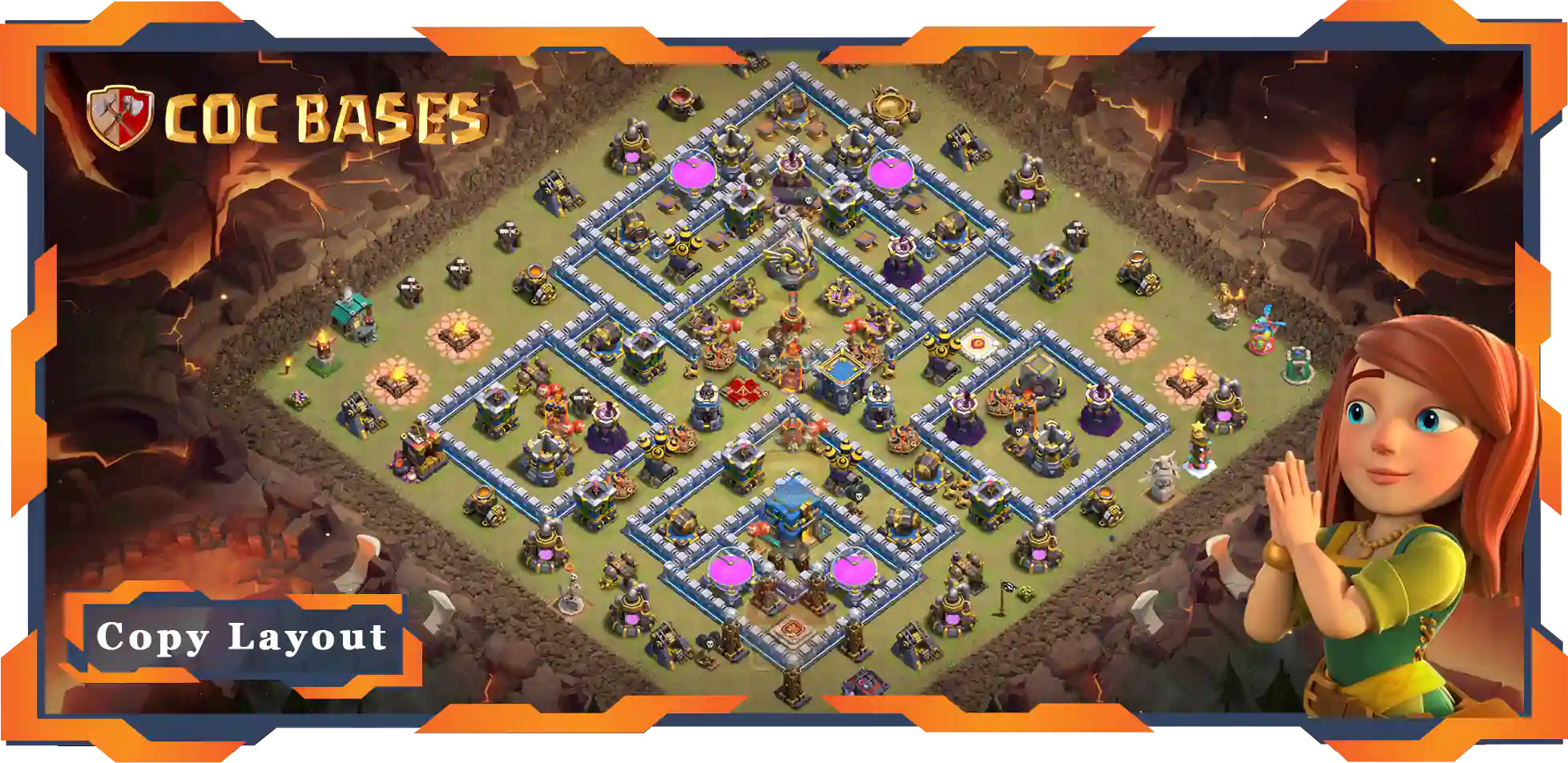 Top War Base TH12 with Link, Defence, Anti Everything, Hybrid Layout - Clash of Clans (110)