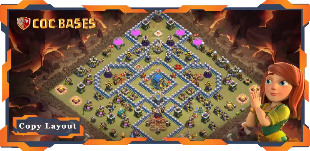 Top War Base TH12 with Link, Hybrid Layout, Anti Everything, Defence - Clash of Clans (143)