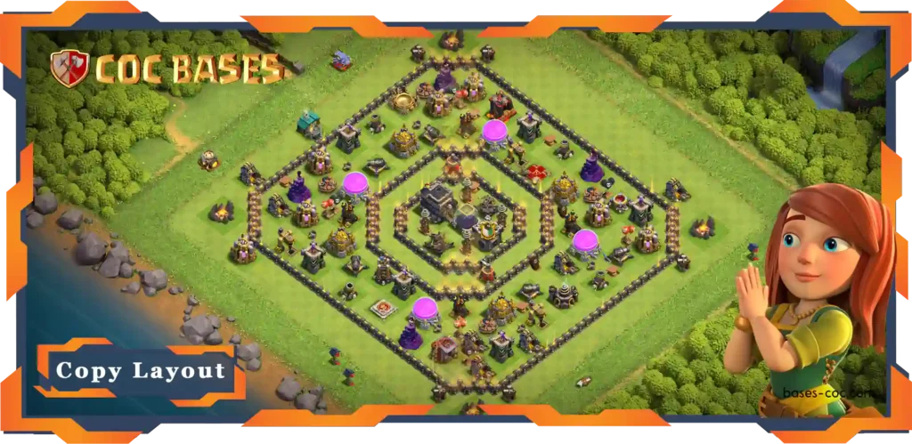 Top Anti 2 Star Base TH9 with Link, Anti Air Dragon Layout - Clash of Clans (82)
