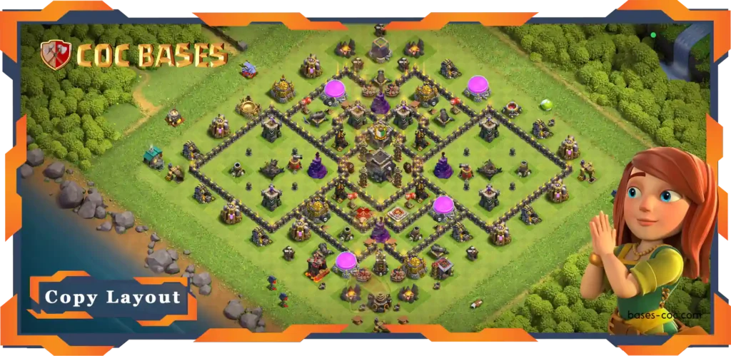 Top Anti 2 Star Base TH9 with Link, Anti Everything Layout - Clash of Clans (97)