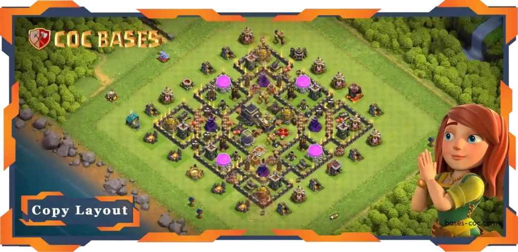 Top Anti 3 Star Base TH9 Max Level with Link, Farming, Hybrid Layout - Clash of Clans (65)