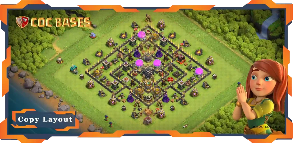Top Anti 3 Star Base TH9 with Link, Hybrid Layout - Clash of Clans (66)