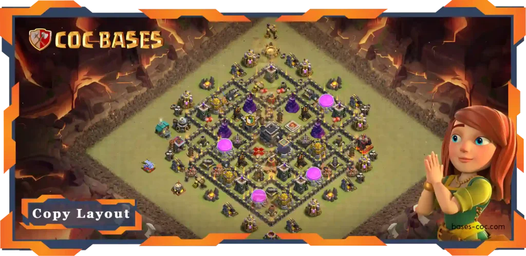 Top Anti 3 Star Base TH9 with Link, WarCWL, Hybrid Layout - Clash of Clans (63)