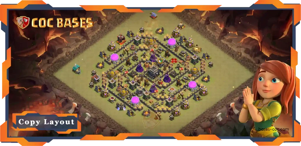Top Base TH9 Max Level with Link, WarCWL, Anti Air Dragon, Hybrid Layout - Clash of Clans (122)