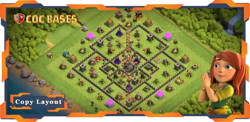 Top Base TH9 with Link, Anti 2 Star, Anti Air Dragon Layout - Clash of Clans (78)