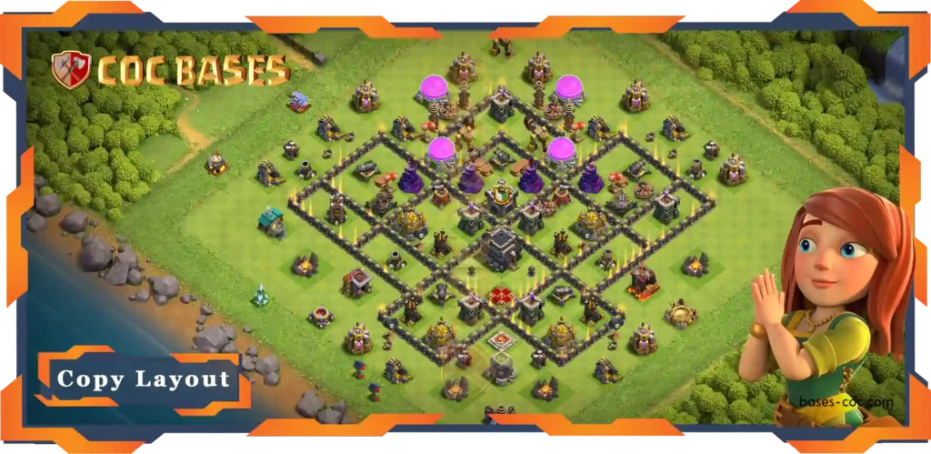 Top Base TH9 with Link, Anti 2 Star, Anti Everything Layout - Clash of Clans (110)