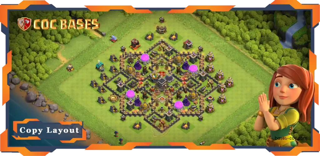 Top Base TH9 with Link, Anti 2 Star, Hybrid Layout - Clash of Clans (85)