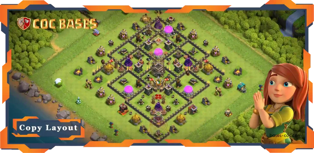 Top Base TH9 with Link, Anti 3 Star, Anti Everything Layout - Clash of Clans (108)
