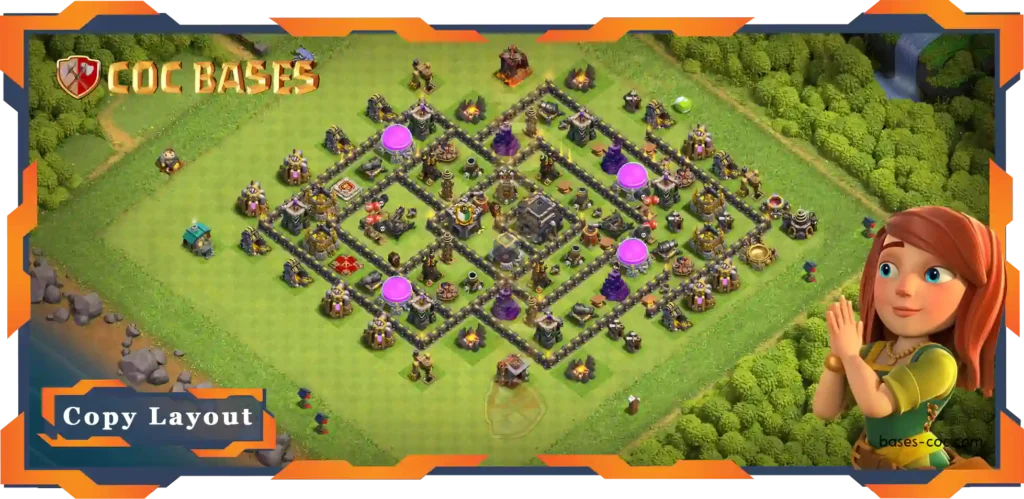 Top Base TH9 with Link, Anti 3 Star, Anti Everything Layout - Clash of Clans (138)