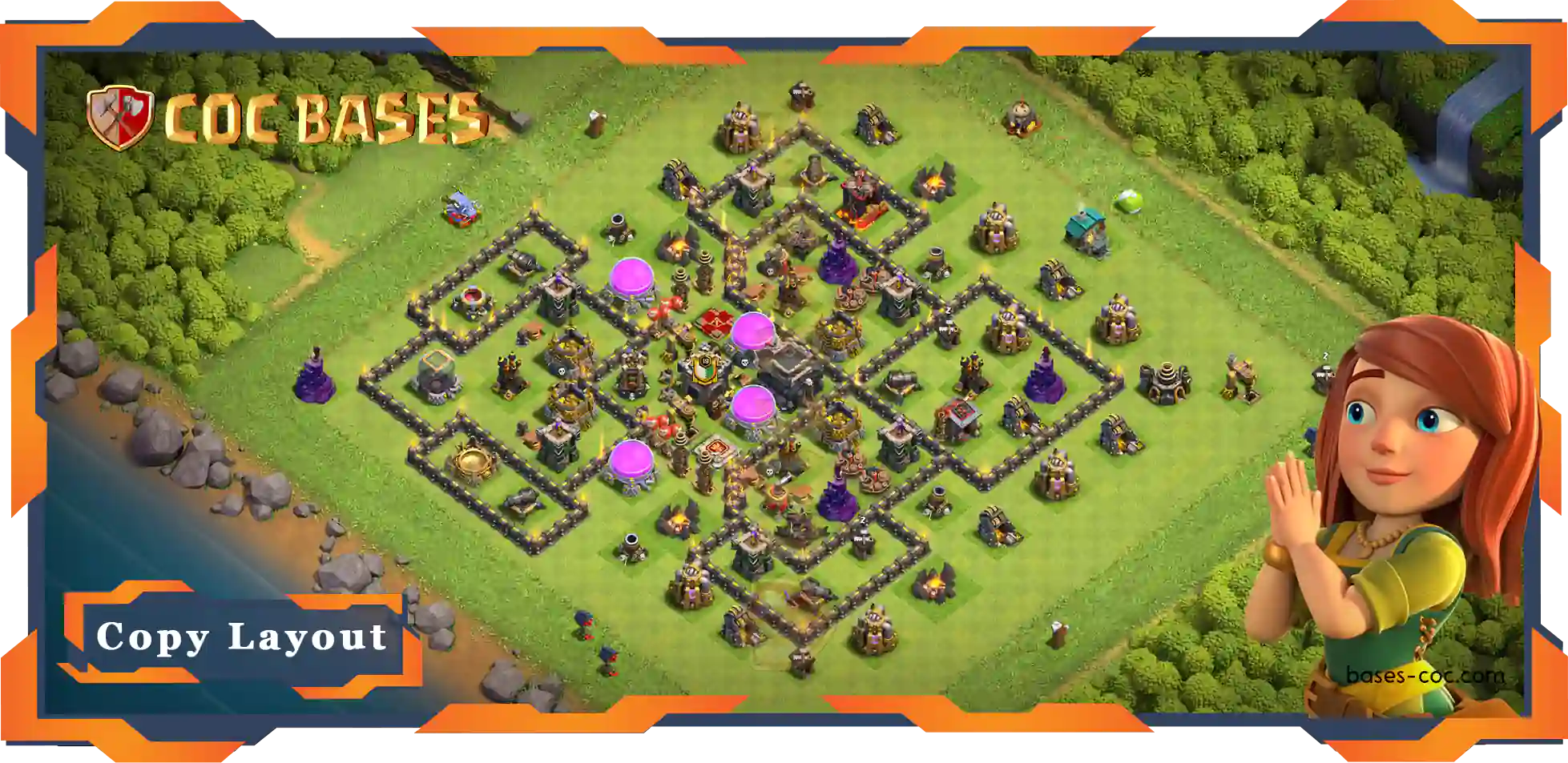 Top Base TH9 with Link, Anti 3 Star, Anti Everything Layout - Clash of Clans (150)