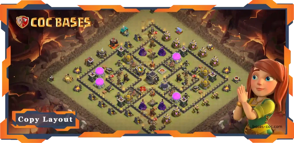 Top Base TH9 with Link, WarCWL, Anti 3 Star Layout - Clash of Clans (92)