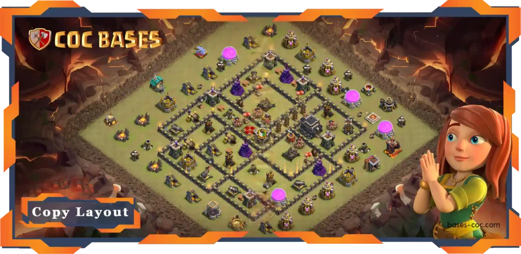 Top Defence Base TH9 Max Level with Link, WarCWL, Anti Everything Layout - Clash of Clans (128)