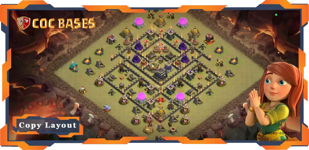 Top Defence Base TH9 with Link, WarCWL, Anti Everything Layout - Clash of Clans (98)