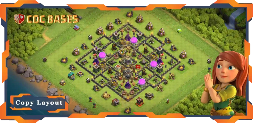 Top Farming Base TH9 Max Level with Link, Hybrid, Anti Everything Layout - Clash of Clans (129)