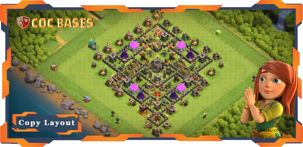 Top Farming Base TH9 with Link, Anti 3 Star, Anti Everything Layout - Clash of Clans (139)