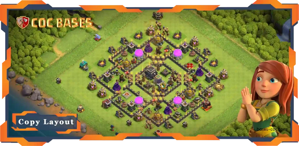 Top Farming Base TH9 with Link, Anti Everything, Hybrid Layout - Clash of Clans (70)