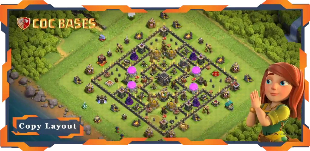 Top Farming Base TH9 with Link, Hybrid, Anti Air Dragon Layout - Clash of Clans (111)