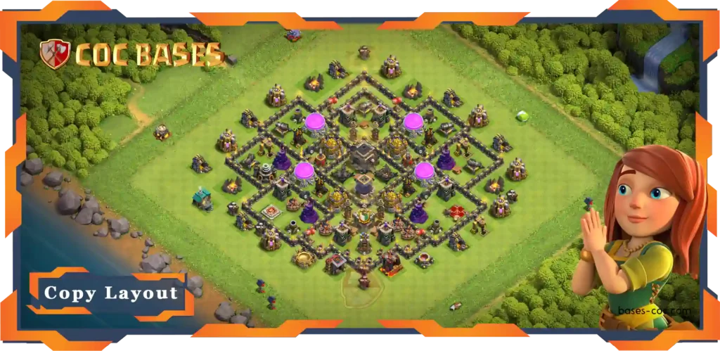Top Farming Base TH9 with Link, Hybrid, Anti AirDragon Layout - Clash of Clans (93)