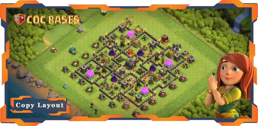 Top Farming Base TH9 with Link, Hybrid, Anti Everything Layout - Clash of Clans (118)