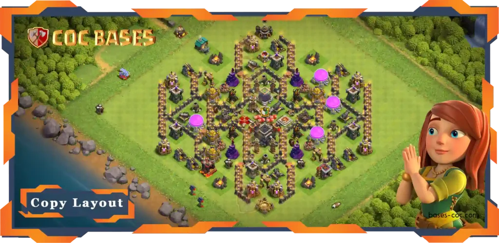 Top Hybrid Base TH9 with Link, Anti 2 Star Layout - Clash of Clans (79)