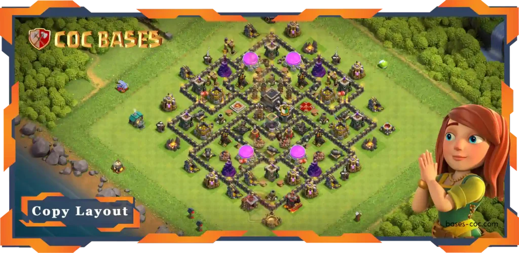 Top Hybrid Base TH9 with Link, Anti Air Dragon, Unbeatable Layout - Clash of Clans (137)