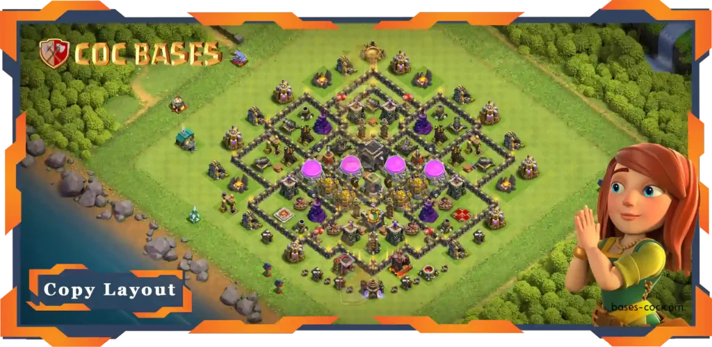 Top Hybrid Base TH9 with Link, Farming, Anti Everything Layout - Clash of Clans (119)